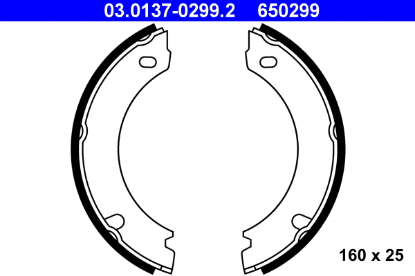 03.0137-0299.2 ATE Комплект тормозных колодок, стояночная тормозная система (фото 1)