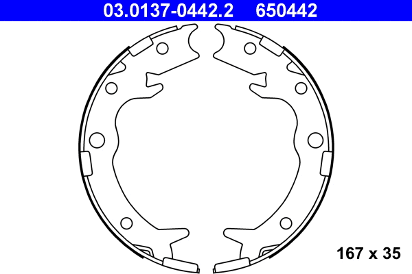 03.0137-0442.2 ATE Комплект тормозных колодок, стояночная тормозная система (фото 1)