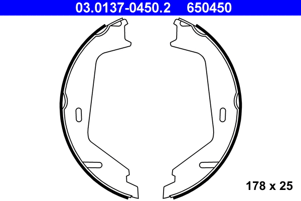 03.0137-0450.2 ATE Комплект тормозных колодок, стояночная тормозная система (фото 1)
