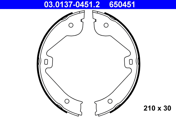 03.0137-0451.2 ATE Комплект тормозных колодок, стояночная тормозная система (фото 1)