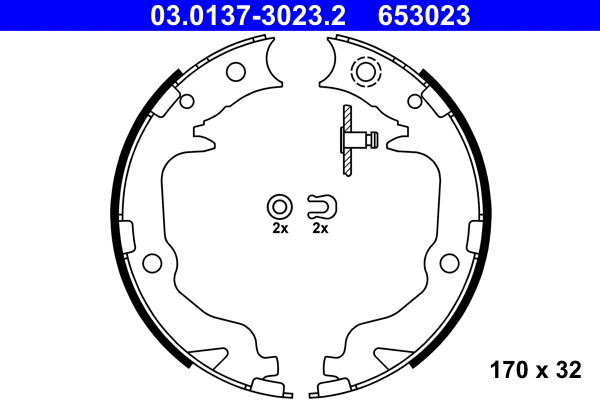 03.0137-3023.2 ATE Комплект тормозных колодок, стояночная тормозная система (фото 2)