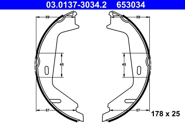 03.0137-3034.2 ATE Комплект тормозных колодок, стояночная тормозная система (фото 1)