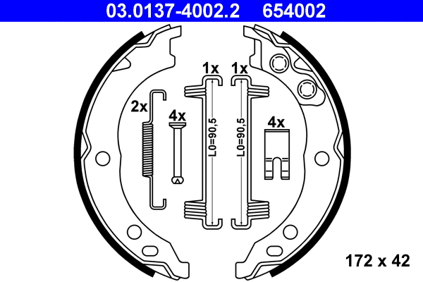 03.0137-4002.2 ATE Комплект тормозных колодок, стояночная тормозная система (фото 1)