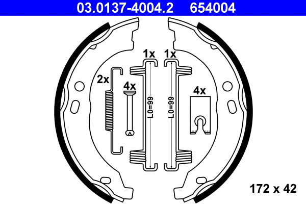 03.0137-4004.2 ATE Комплект тормозных колодок, стояночная тормозная система (фото 1)