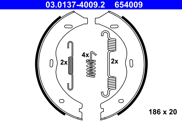 03.0137-4009.2 ATE Комплект тормозных колодок, стояночная тормозная система (фото 1)