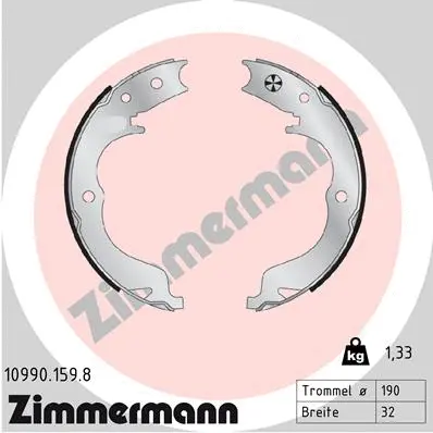 10990.159.8 ZIMMERMANN Комплект тормозных колодок, стояночная тормозная система (фото 1)