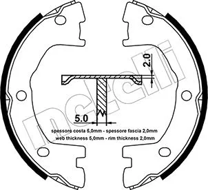 53-0077 METELLI Комплект тормозных колодок, стояночная тормозная система (фото 1)