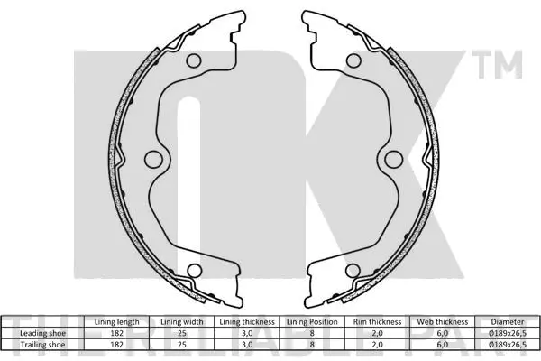 2726855 NK Комплект тормозных колодок, стояночная тормозная система (фото 2)