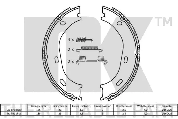 2733217 NK Комплект тормозных колодок, стояночная тормозная система (фото 2)