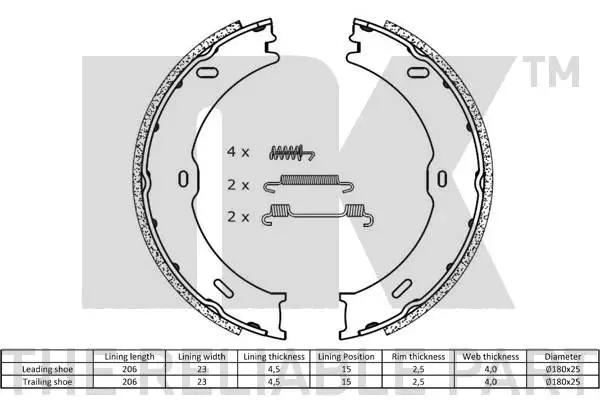 2733782 NK Комплект тормозных колодок, стояночная тормозная система (фото 2)