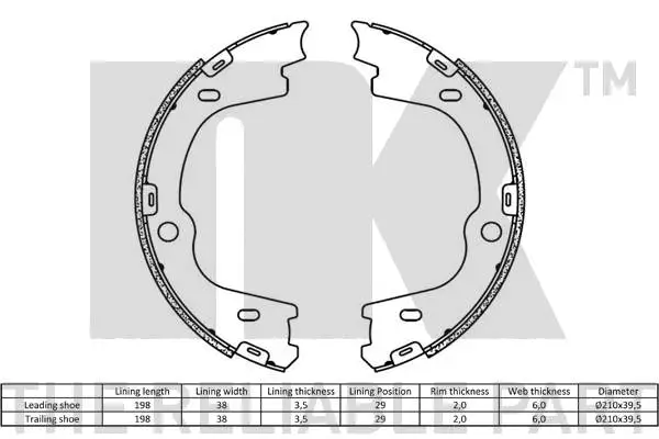 2734814 NK Комплект тормозных колодок, стояночная тормозная система (фото 2)
