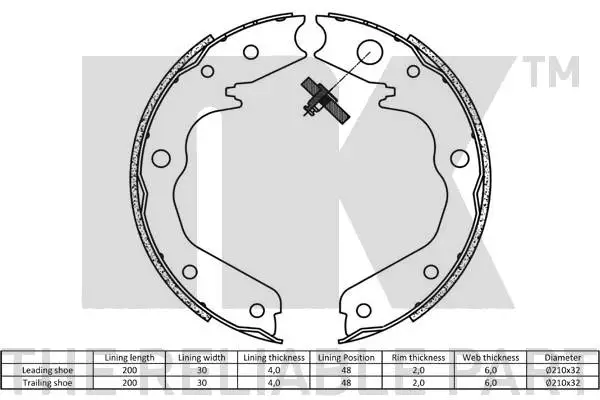 2736712 NK Комплект тормозных колодок, стояночная тормозная система (фото 2)