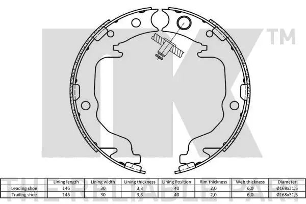 2793799 NK Комплект тормозных колодок, стояночная тормозная система (фото 2)