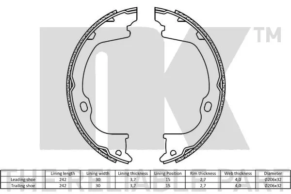 2793818 NK Комплект тормозных колодок, стояночная тормозная система (фото 2)