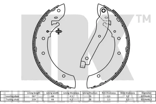 2799346 NK Комплект тормозных колодок, стояночная тормозная система (фото 2)