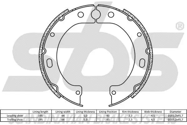 18492722720 SBS Комплект тормозных колодок, стояночная тормозная система (фото 2)