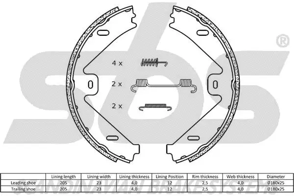 18492733802 SBS Комплект тормозных колодок, стояночная тормозная система (фото 2)