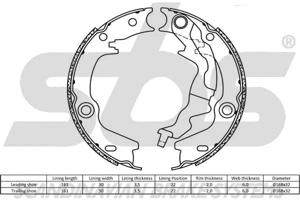 18492734784 SBS Комплект тормозных колодок, стояночная тормозная система (фото 2)
