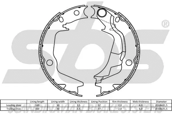 18492734793 SBS Комплект тормозных колодок, стояночная тормозная система (фото 2)