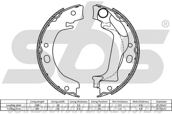 18492745748 SBS Комплект тормозных колодок, стояночная тормозная система (фото 2)