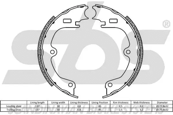 18492748246 SBS Комплект тормозных колодок, стояночная тормозная система (фото 2)