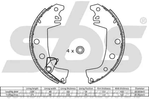 18512799235 SBS Комплект тормозных колодок, стояночная тормозная система (фото 2)