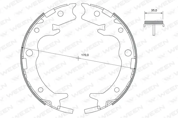 152-2449 WEEN Комплект тормозных колодок, стояночная тормозная система (фото 1)