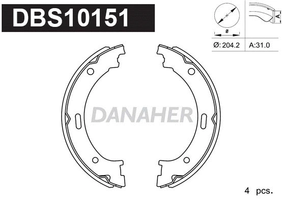 DBS10151 DANAHER Комплект тормозных колодок, стояночная тормозная система (фото 1)