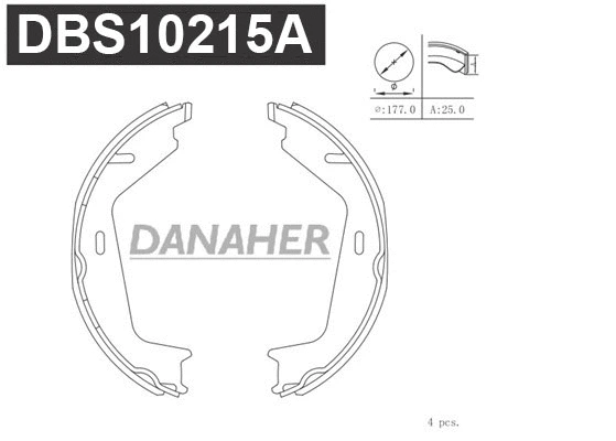 DBS10215A DANAHER Комплект тормозных колодок, стояночная тормозная система (фото 1)