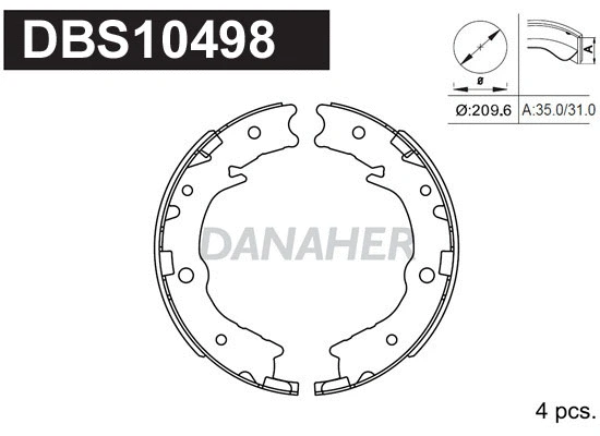 DBS10498 DANAHER Комплект тормозных колодок, стояночная тормозная система (фото 1)