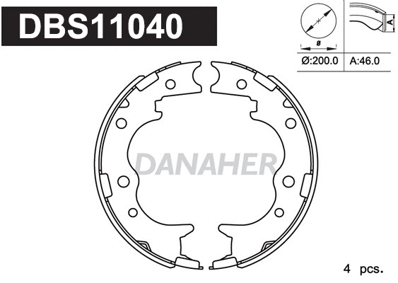 DBS11040 DANAHER Комплект тормозных колодок, стояночная тормозная система (фото 1)
