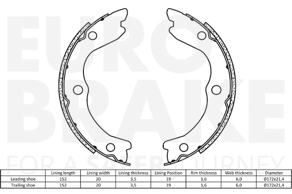 58492722719 EUROBRAKE Комплект тормозных колодок, стояночная тормозная система (фото 2)