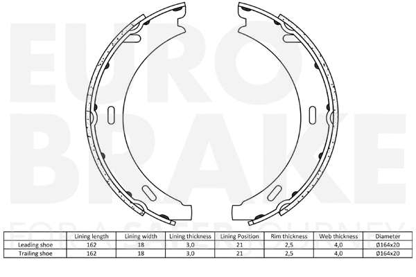 58492733412 EUROBRAKE Комплект тормозных колодок, стояночная тормозная система (фото 2)