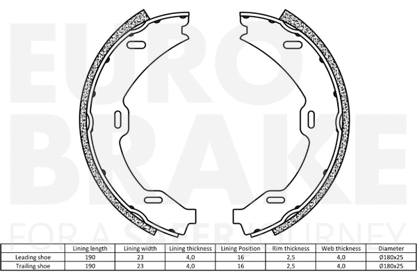 58492733714 EUROBRAKE Комплект тормозных колодок, стояночная тормозная система (фото 2)
