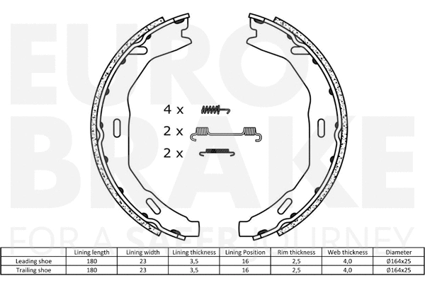 58492733763 EUROBRAKE Комплект тормозных колодок, стояночная тормозная система (фото 2)