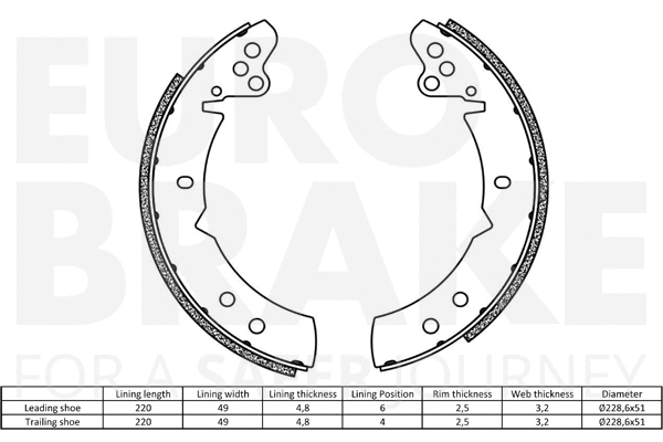58492748244 EUROBRAKE Комплект тормозных колодок, стояночная тормозная система (фото 2)