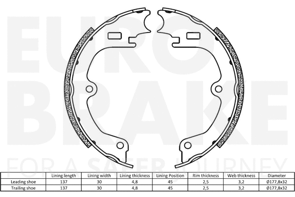 58492748246 EUROBRAKE Комплект тормозных колодок, стояночная тормозная система (фото 2)