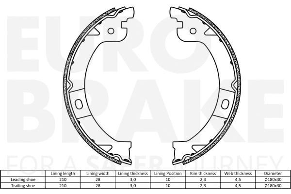 58492793724 EUROBRAKE Комплект тормозных колодок, стояночная тормозная система (фото 2)