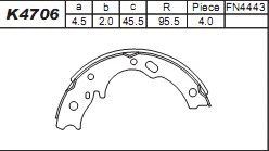 K4706 ASIMCO Комплект тормозных колодок, стояночная тормозная система (фото 1)