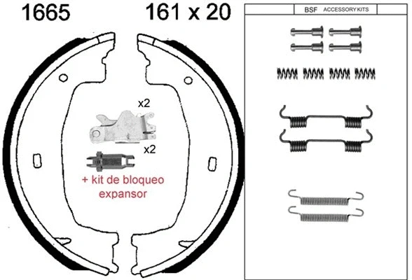 01665KD BSF Комплект тормозных колодок, стояночная тормозная система (фото 1)