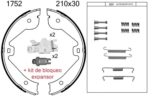 01752KC BSF Комплект тормозных колодок, стояночная тормозная система (фото 1)