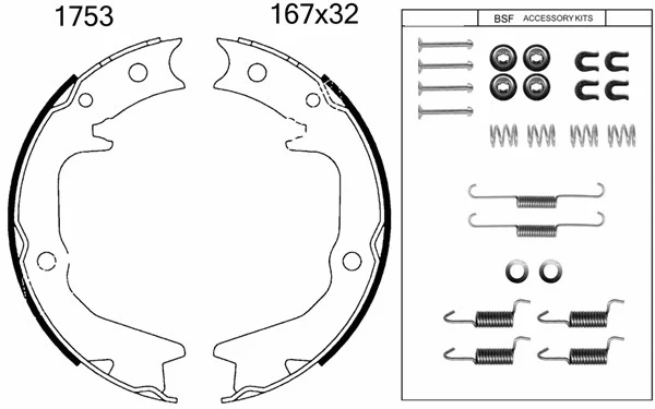 01753K BSF Комплект тормозных колодок, стояночная тормозная система (фото 1)