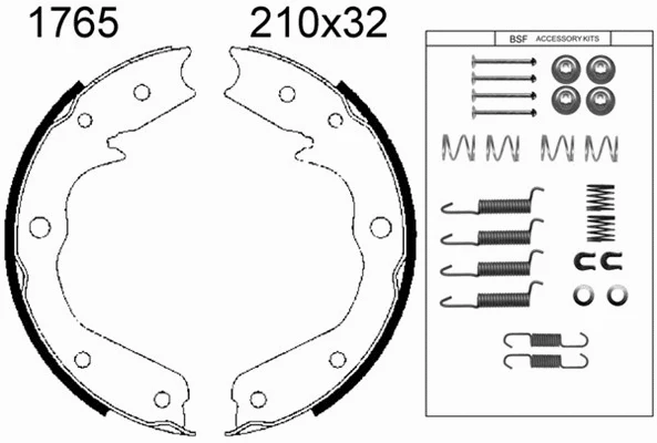 01765K BSF Комплект тормозных колодок, стояночная тормозная система (фото 1)