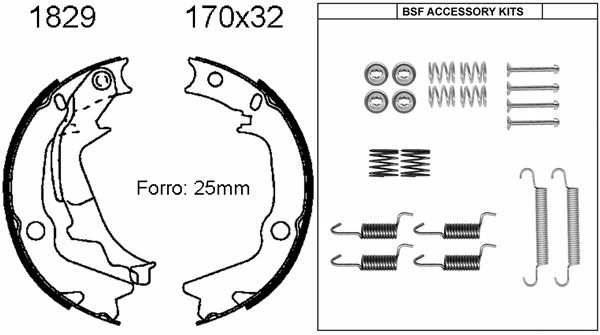 01829K BSF Комплект тормозных колодок, стояночная тормозная система (фото 1)