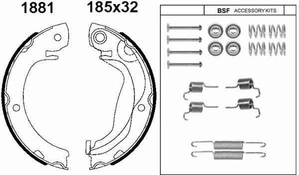 01881K BSF Комплект тормозных колодок, стояночная тормозная система (фото 1)