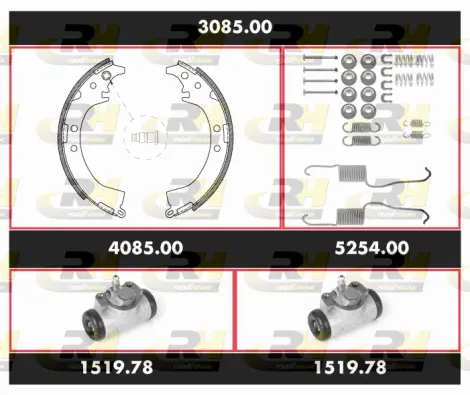 3085.00 ROADHOUSE Комплект тормозов, барабанный тормозной механизм (фото 1)