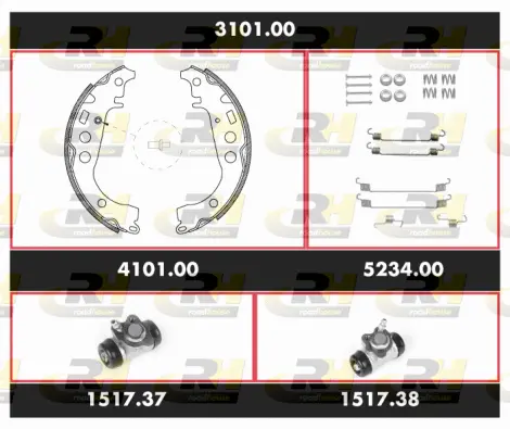 3101.00 ROADHOUSE Комплект тормозов, барабанный тормозной механизм (фото 1)