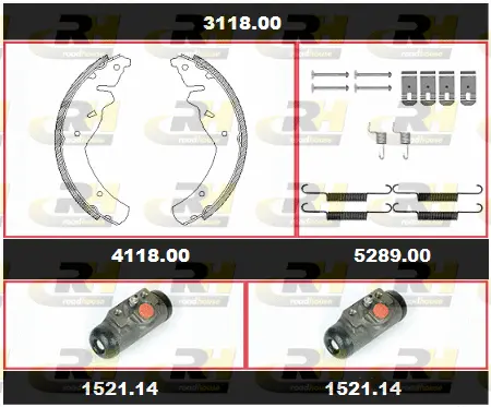 3118.00 ROADHOUSE Комплект тормозов, барабанный тормозной механизм (фото 1)