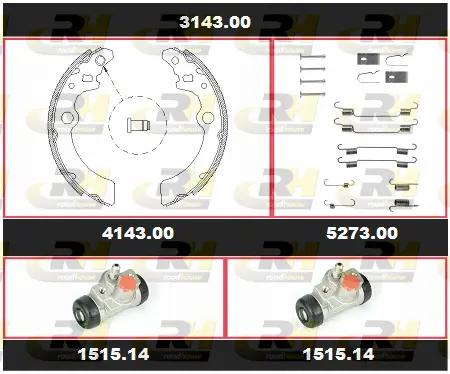 3143.00 ROADHOUSE Комплект тормозов, барабанный тормозной механизм (фото 1)