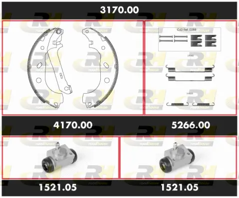 3170.00 ROADHOUSE Комплект тормозов, барабанный тормозной механизм (фото 1)